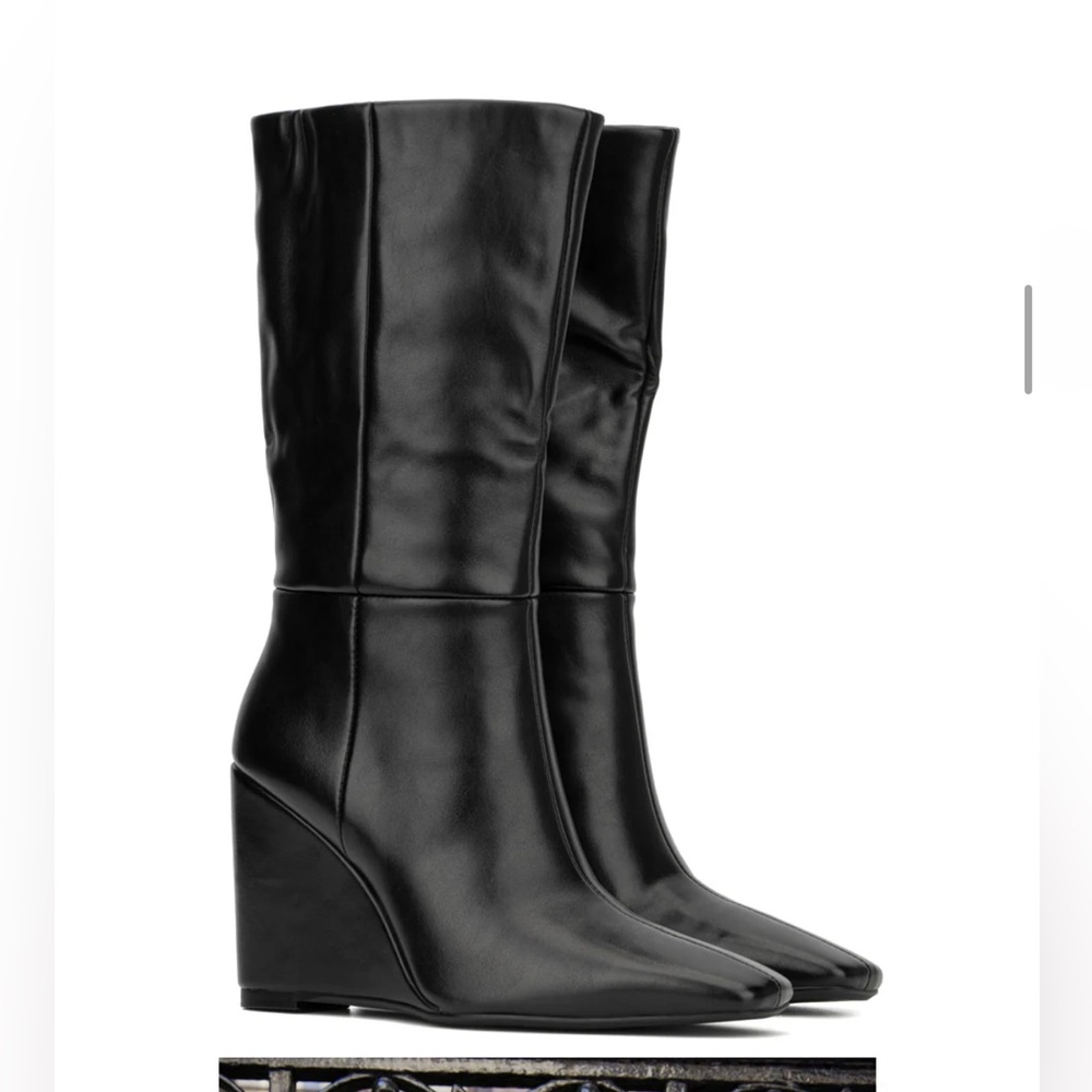 Torgeis Women’s Milan Tall Boots Black Wedge size 8.5